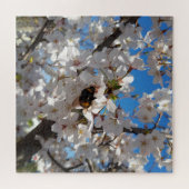 Bumblebee op wilde kersenbloei legpuzzel (Horizontaal)