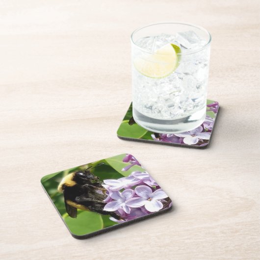 Bumblebee over Lila sluiting djoneill Drankjes Onderzetter (Rechterzijde)