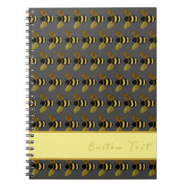 BUMBLEBEE PATTERN GOLD BLACK BETER OP GRIJS BROWN NOTITIEBOEK