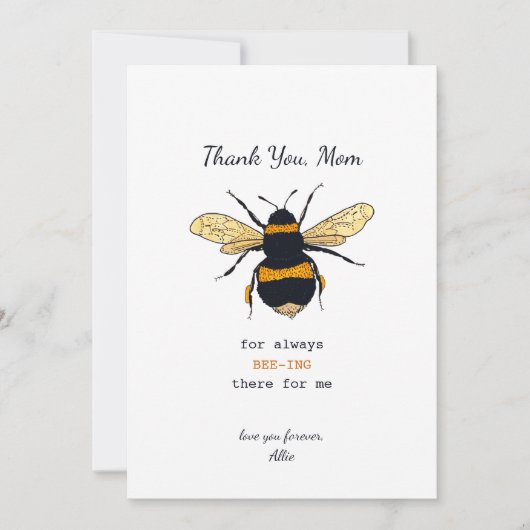 Bumblebee Pun Moederdag Kaart (Voorkant)