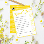 Bumblebee raad eens wie? Baby shower game Kaart