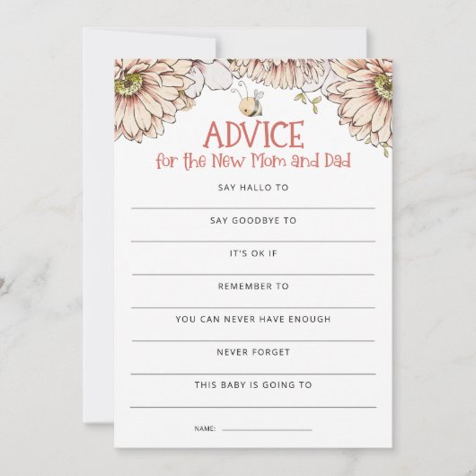 Bumblebee raad wie mam of pap Baby shower spel Bedankkaart (Voorkant)