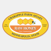 Bumblebee Ruw Honinggele imker Ovale Sticker (Voorkant)