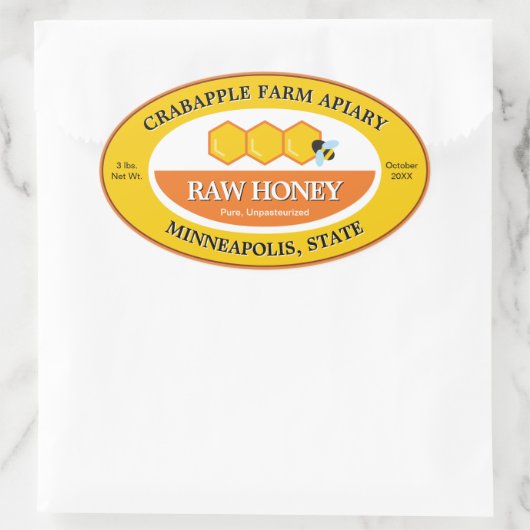 Bumblebee Ruw Honinggele imker Ovale Sticker (Tas)