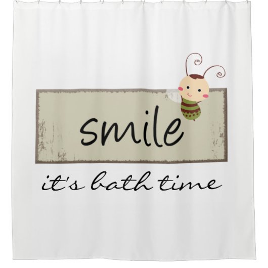 Bumblebee Smile het is Bath Time Shower Curtain Douchegordijn (Voorkant)