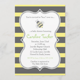 Bumblebee Stripes Baby shower Kaart