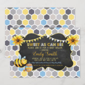 Bumblebee Sweet als Can Bee Boy Baby shower Kaart (Voorkant / Achterkant)