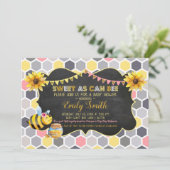Bumblebee Sweet als Can Bee Girl Baby shower Kaart (Staand voorkant)