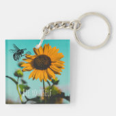 Bumblebee Tennis Player met zonnebloem Sleutelhanger (Achterkant)