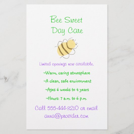 Bumblebee-thema kinderopvang flyer (Voorkant)