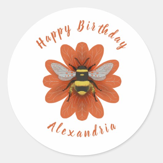 Bumblebee verjaardag ronde sticker (Voorkant)