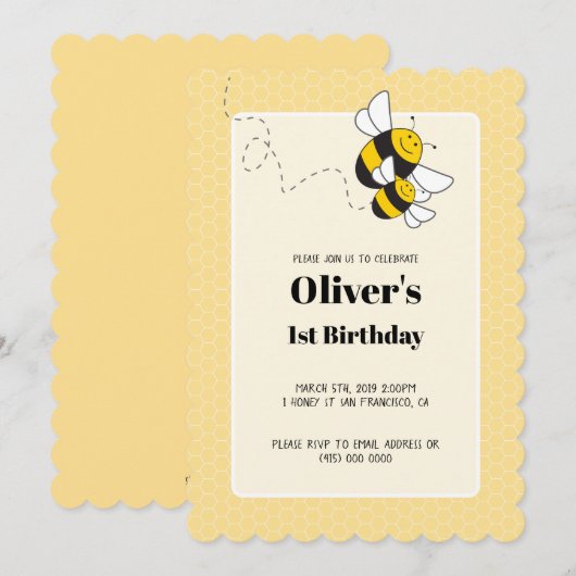 Bumblebee verjaardagsuitnodiging kaart (Voorkant / Achterkant)