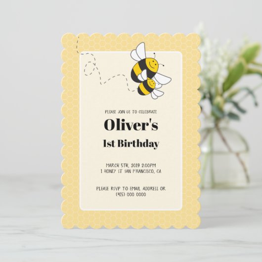 Bumblebee verjaardagsuitnodiging kaart (Staand voorkant)