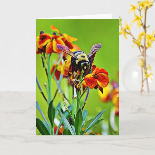 Bumblebee Wilde Kaart van de Manuscript van de Hem (Gele Bloem)