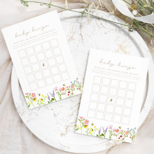 Bumblebee Wildflower Baby Bingo Douche Spel Kaart Notitiekaartje