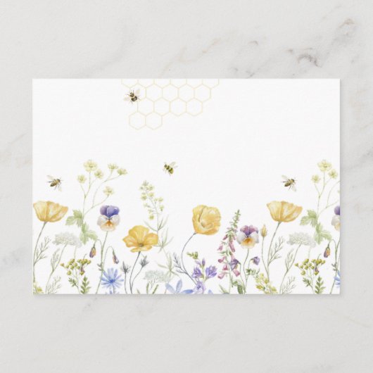 Bumblebee Wildflower Baby shower Luier Raffle Informatiekaartje (Achterkant)