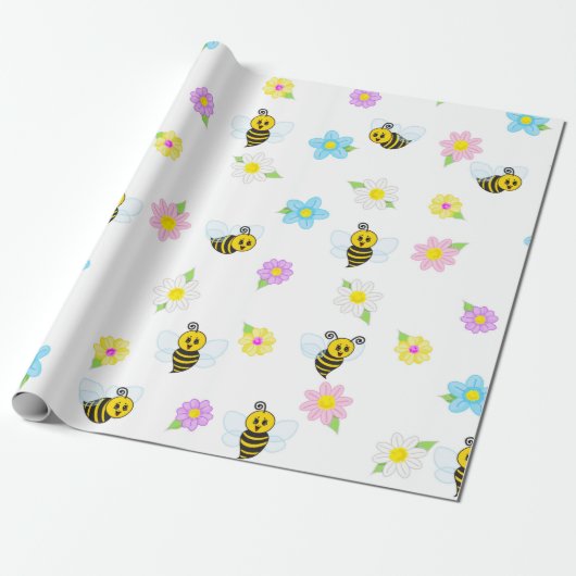 Bumblebee Yellow Black Bumble Bee Colorful Cadeaupapier (Uitgerold)