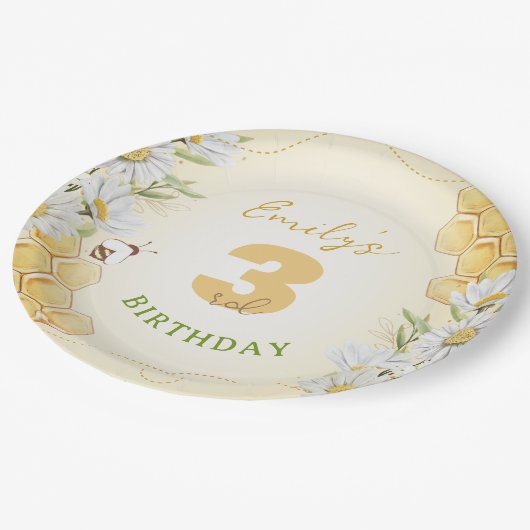 Bumblebee Yellow Children's Birthday Party Daisy Papieren Bordje (Gekanteld)