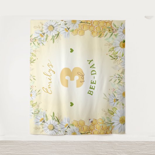 Bumblebee Yellow Kind's Birthday Party Honey Wandkleed (Voorkant)