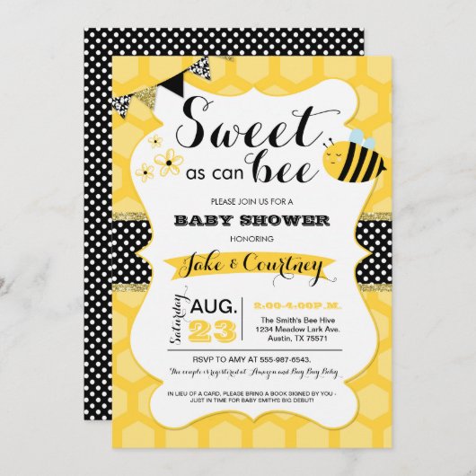 Bumblebee zoet als Baby shower Kaart (Voorkant / Achterkant)