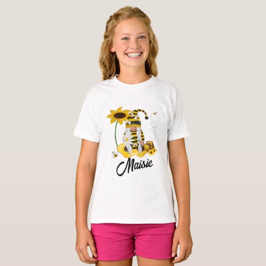Bumblebee Zonnebloem Gepersonaliseerd Gnome T-shir T-shirt (Voorkant volledig)