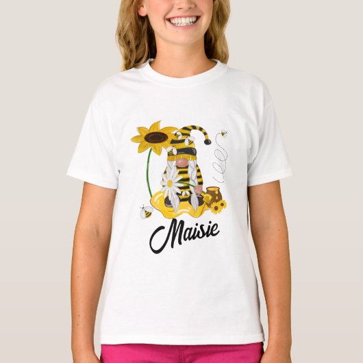 Bumblebee Zonnebloem Gepersonaliseerd Gnome T-shir T-shirt (Voorkant)