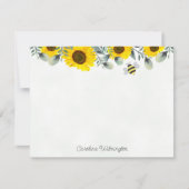Bumblebee Zonnebloemen Eucalyptus Stationery Notitiekaartje (Voorkant)