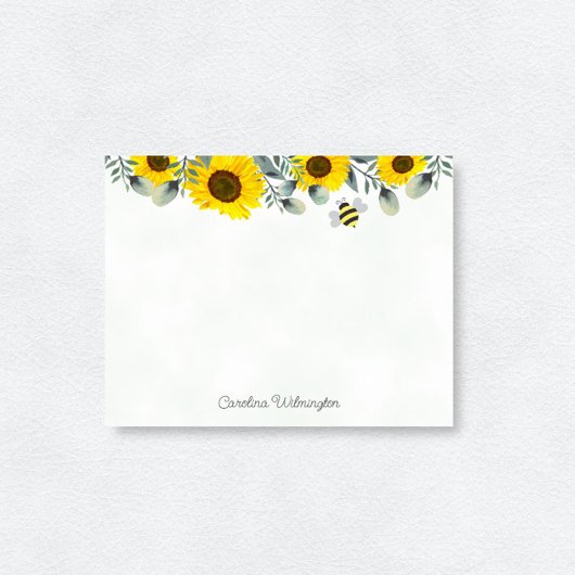 Bumblebee Zonnebloemen Eucalyptus Stationery Notitiekaartje