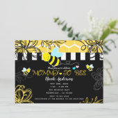 Bumblebee Zwart & Geel Baby shower Mama to BEE Kaart (Staand voorkant)