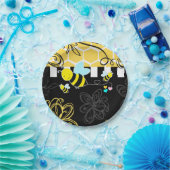 Bumblebee zwart/geel Baby shower Moderne afbeeldin Papieren Bordje (Feest)