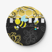 Bumblebee zwart/geel Baby shower Moderne afbeeldin Papieren Bordje (Voorkant)