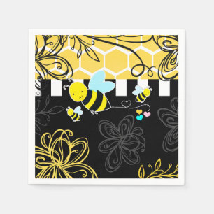 Bumblebee zwart/geel Baby shower Moderne afbeeldin Servetten