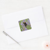 Bumblebeenvoer op lavenderbloemen vierkante sticker (Envelop)