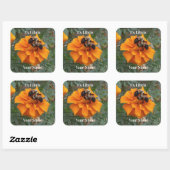 Bumblebees on Marigold Bookplate Vierkante Sticker (Vel)