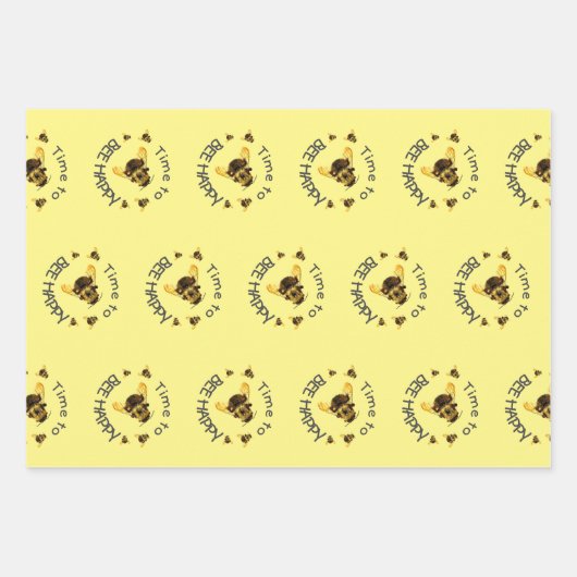 Bumblebees Tijd om Gelukkig Geel te ZIJN Inpakpapier Vel (Voorkant 2)