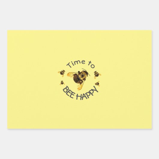 Bumblebees Tijd om Gelukkig Geel te ZIJN Inpakpapier Vel (Voorkant)