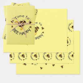 Bumblebees Tijd om Gelukkig Geel te ZIJN Inpakpapier Vel