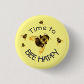 Bumblebees Tijd om Gelukkig Geel te ZIJN Ronde Button 3,2 Cm (Voorkant)