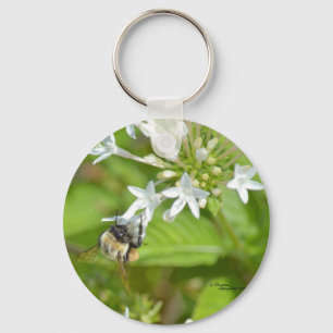 Bumblebei en bloemen sleutelhanger