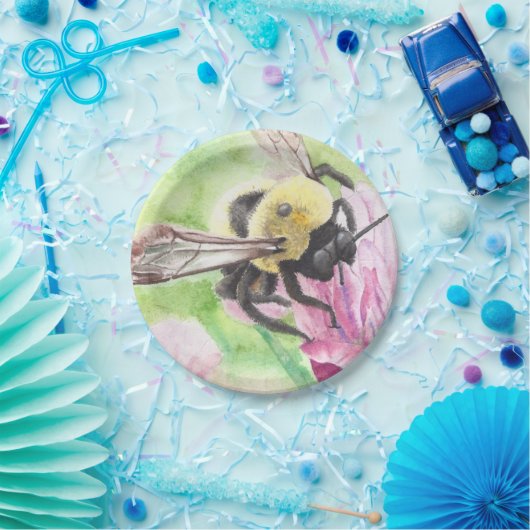 Bumblebei in de bloemen papieren bordje (Feest)