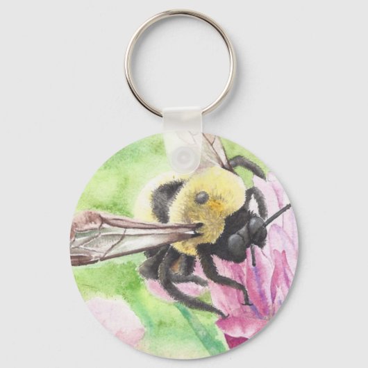 Bumblebei in de bloemen sleutelhanger (Voorkant)
