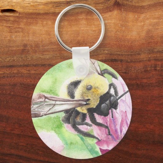 Bumblebei in de bloemen sleutelhanger (Voorkant)