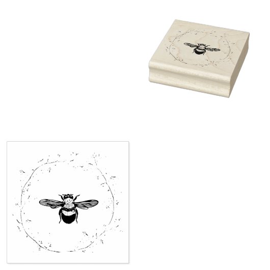 Bumblebei in een fijne, platte kop rubberstempel (Gestempeld)