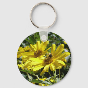 Bumblebei in zonnebloem sleutelhanger