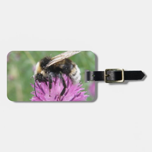 Bumblebei op een Thistle Custom Bagagelabel (Voorkant horizontaal)