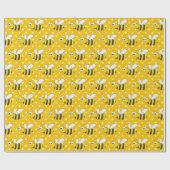 Bumblebei op gele en witte pokadots cadeaupapier (Vlak)