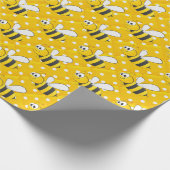 Bumblebei op gele en witte pokadots cadeaupapier (Hoek)