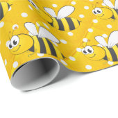 Bumblebei op gele en witte pokadots cadeaupapier (Rol Hoek)