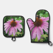 Bumblebei op Oost-paarse Coneflower Ovenwant & Pannenlap Set (Voorkant)
