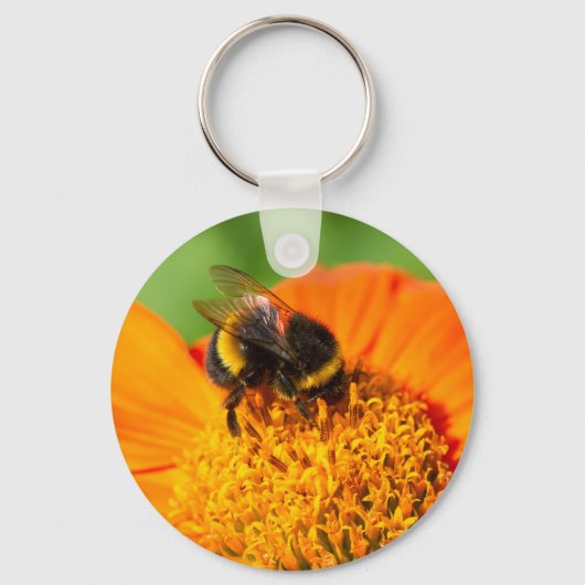 Bumblebei op Oranje ventilator Sleutelhanger (Voorkant)